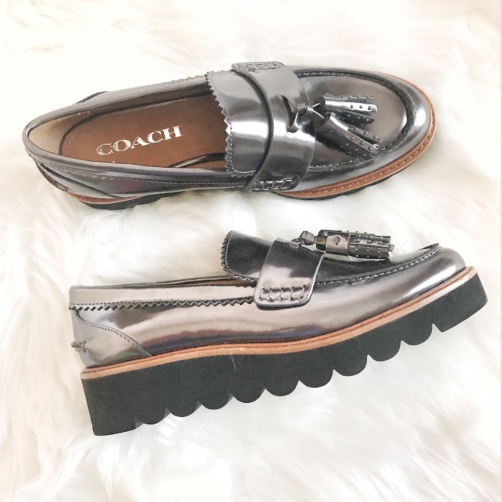 Coach Irvine Tassel Platform Loafer Slip On Mule
